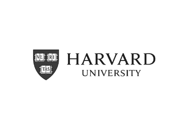 Harvard University logo featuring a shield with open books, along with the text 'Harvard University'.